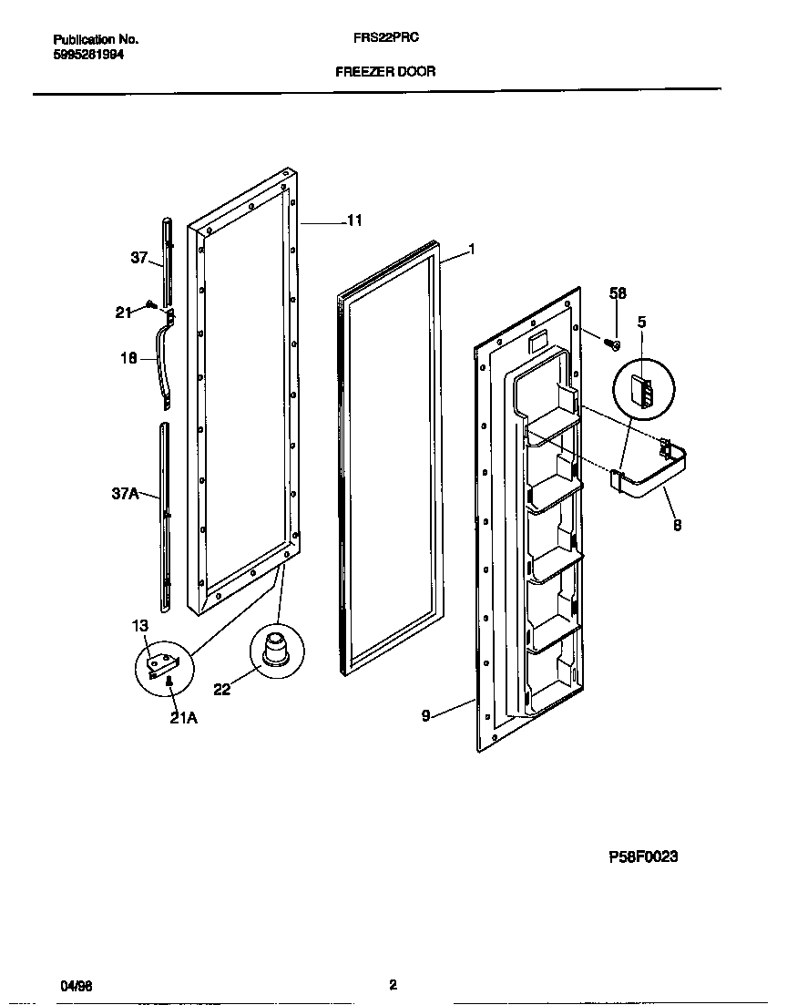Frigidaire FRS22PRCD1 freezer door diagram