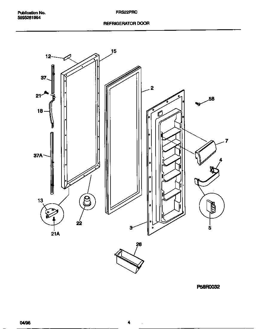 Frigidaire FRS22PRCD1 refrigerator door diagram