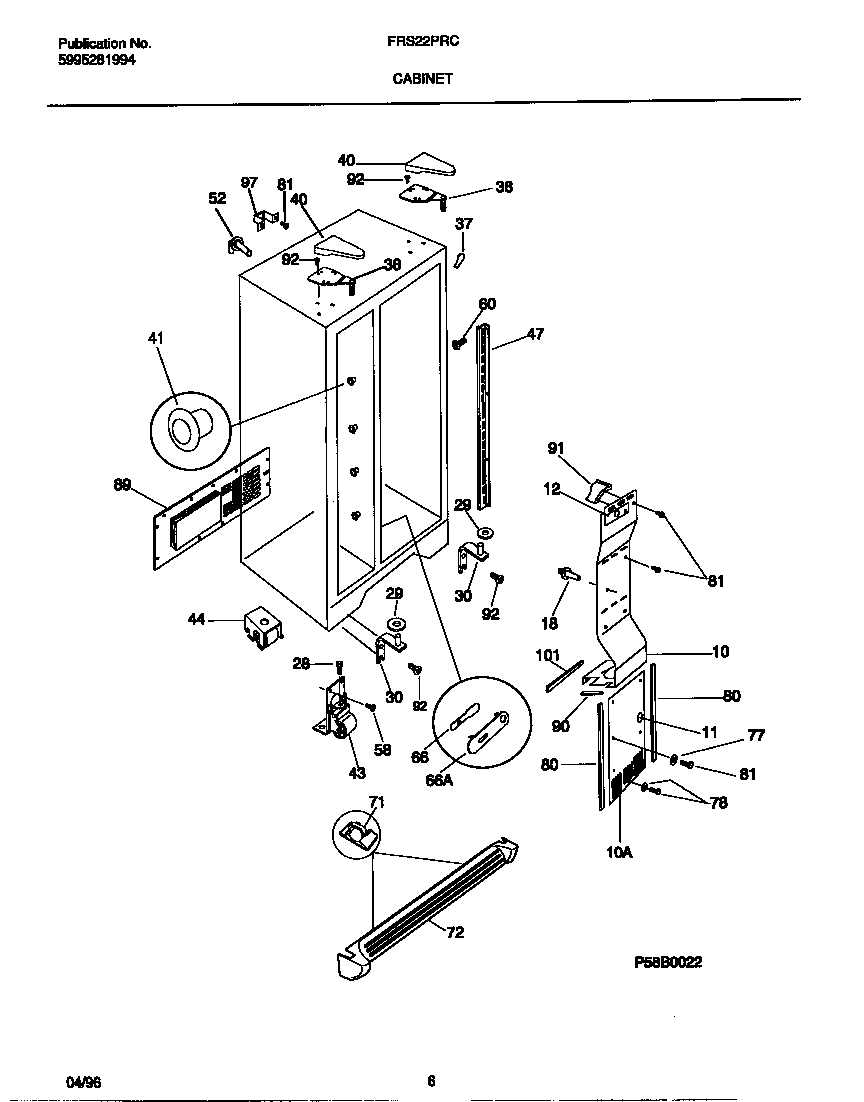Frigidaire FRS22PRCD1 cabinet diagram