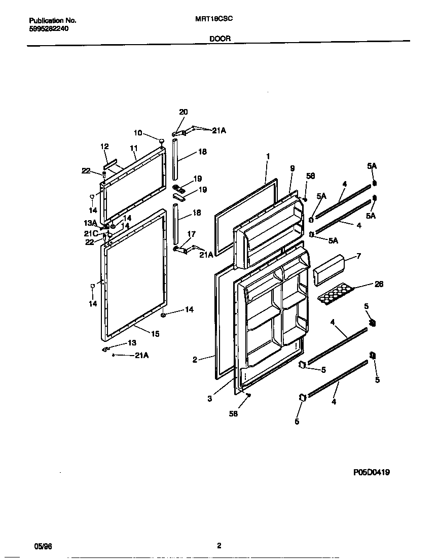 Universal/Multiflex (Frigidaire) MRT18CSCW2 door diagram
