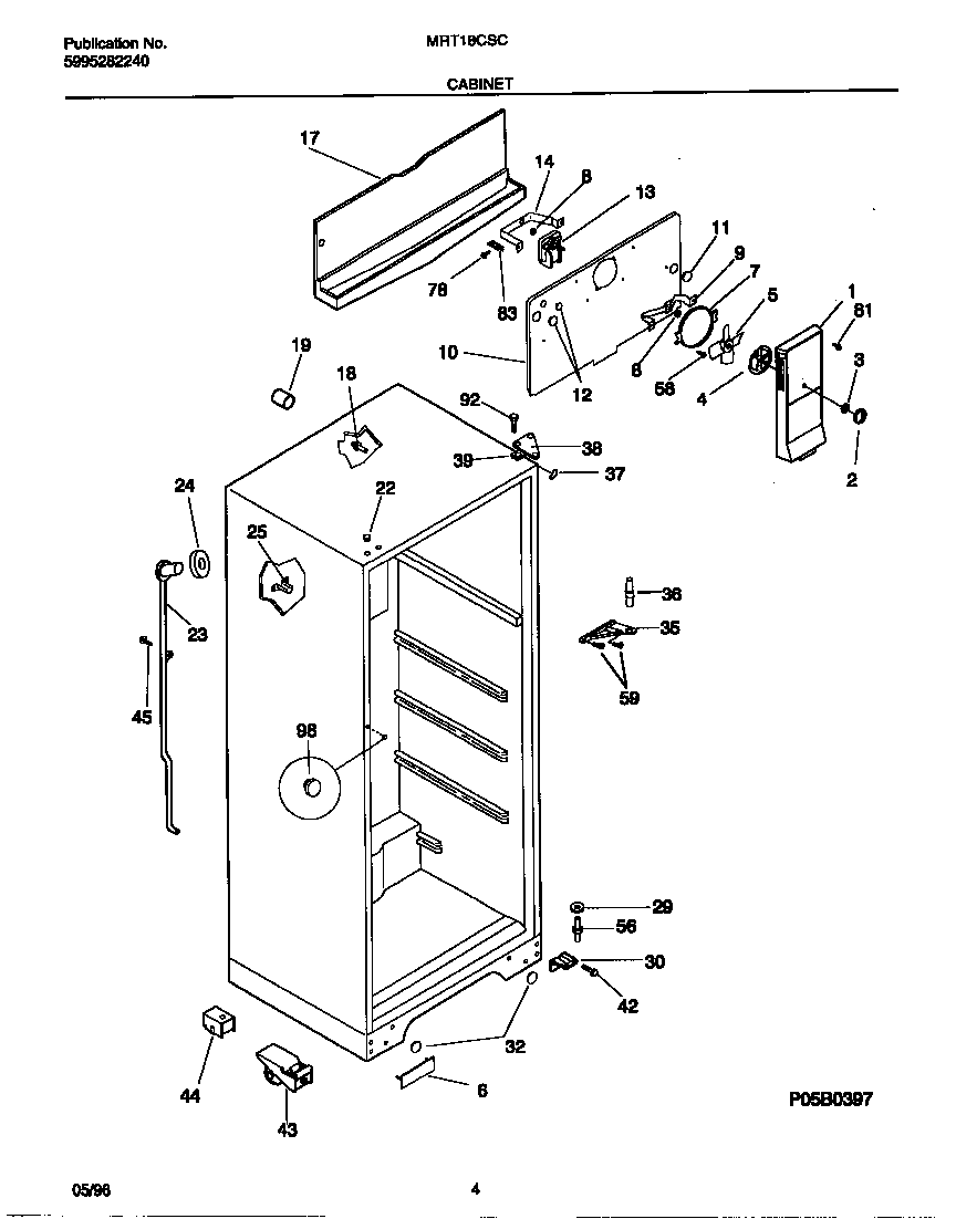 Universal/Multiflex (Frigidaire) MRT18CSCW2 cabinet diagram