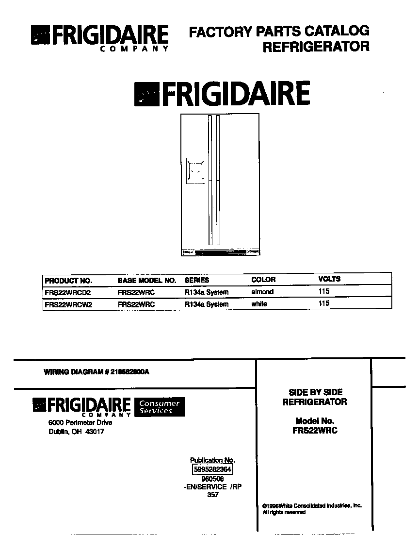 Frigidaire FRS22WRCD2 cover diagram