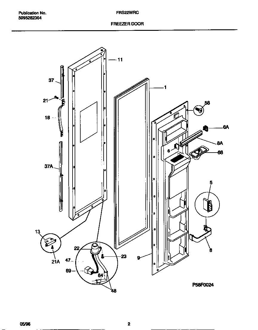 Frigidaire FRS22WRCD2 freezer door diagram