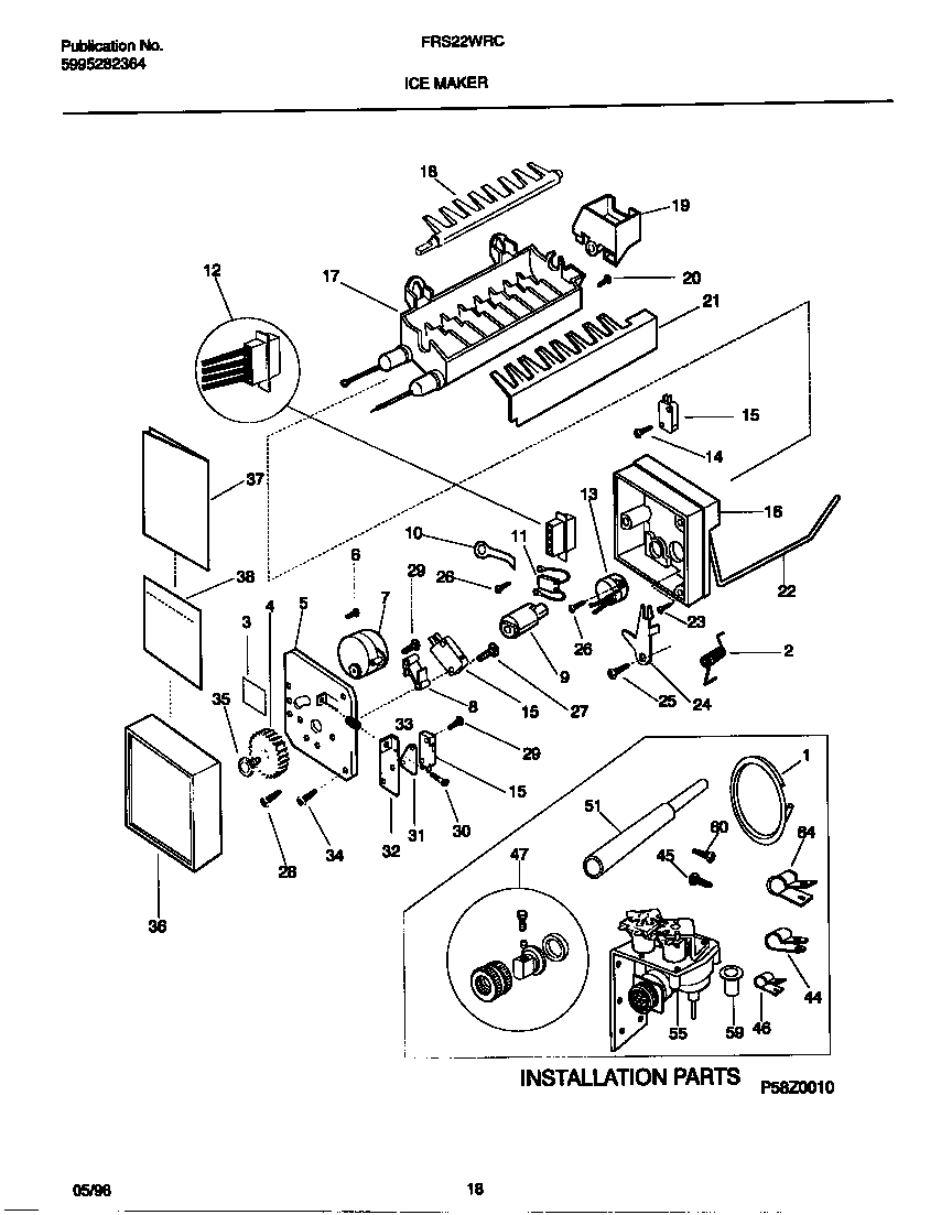 Frigidaire FRS22WRCD2 ice maker diagram