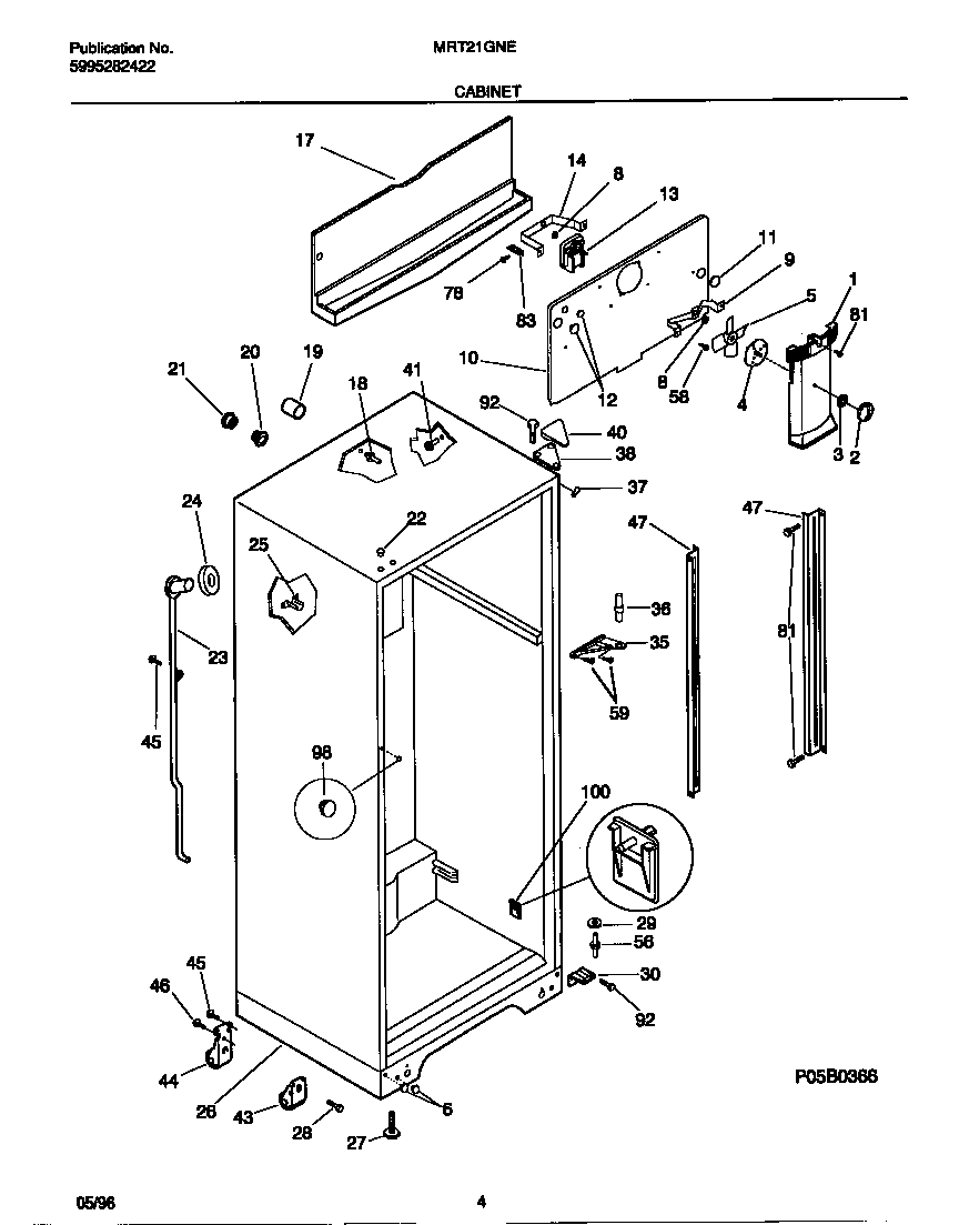 Universal/Multiflex (Frigidaire) MRT21GNED0 cabinet diagram
