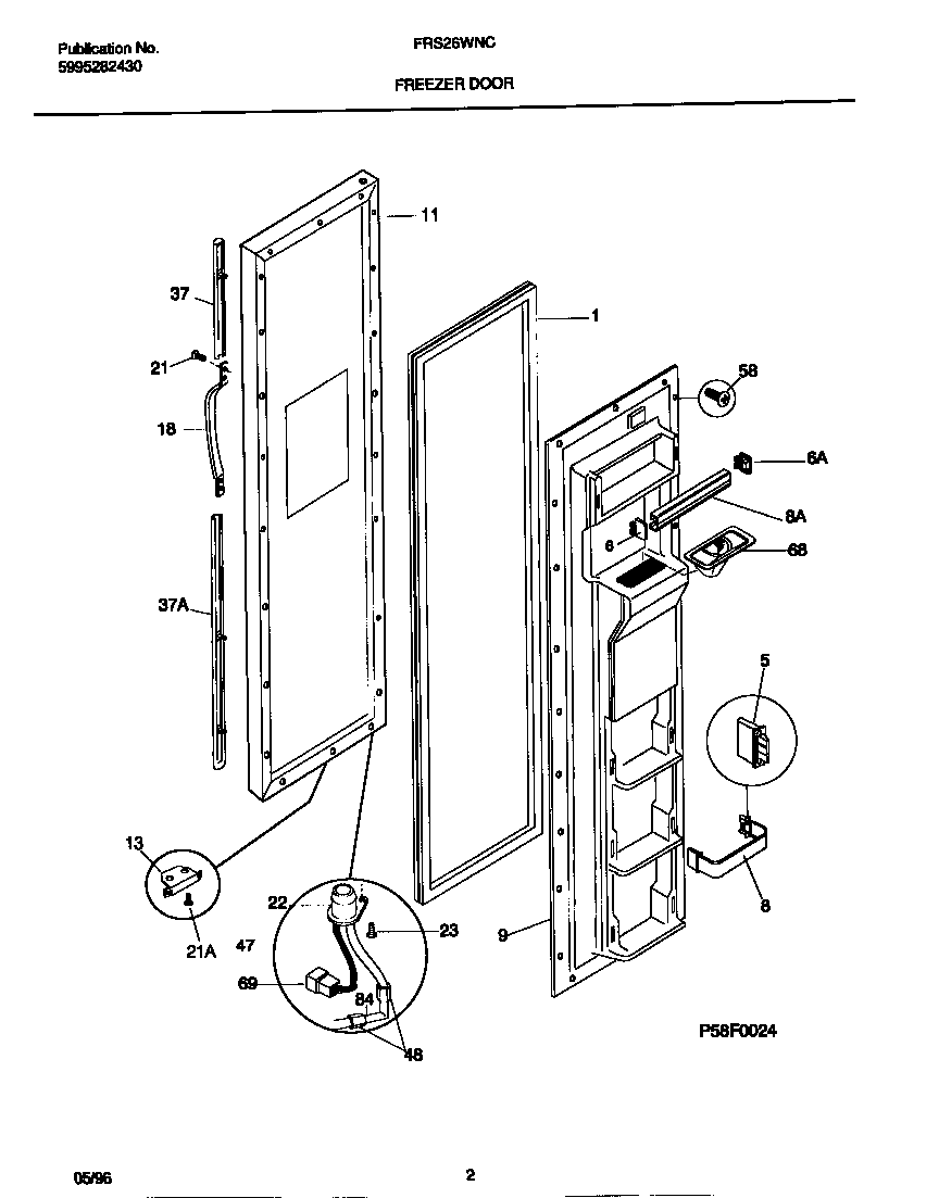 Frigidaire FRS26WNCW2 freezer door diagram