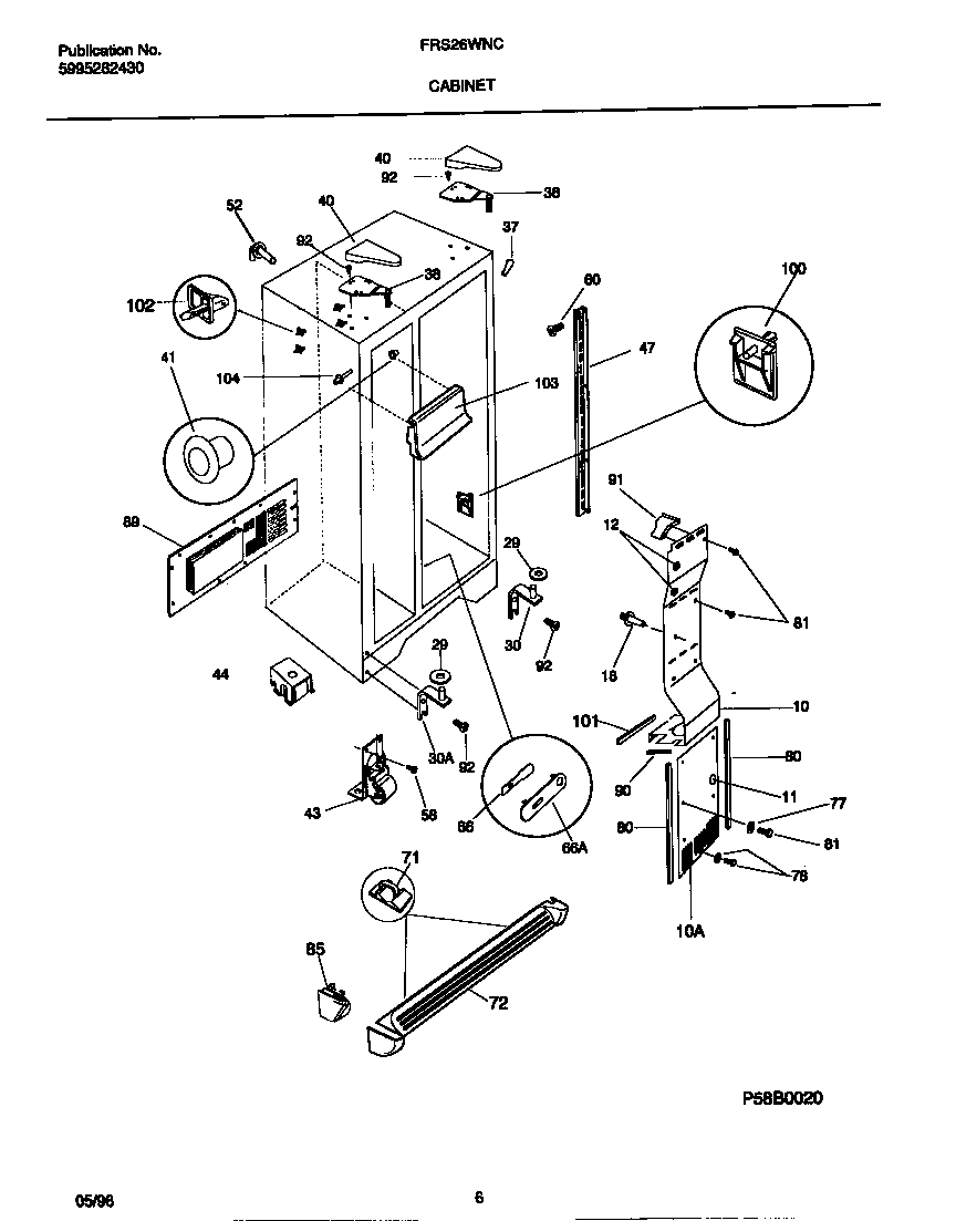 Frigidaire FRS26WNCW2 cabinet diagram
