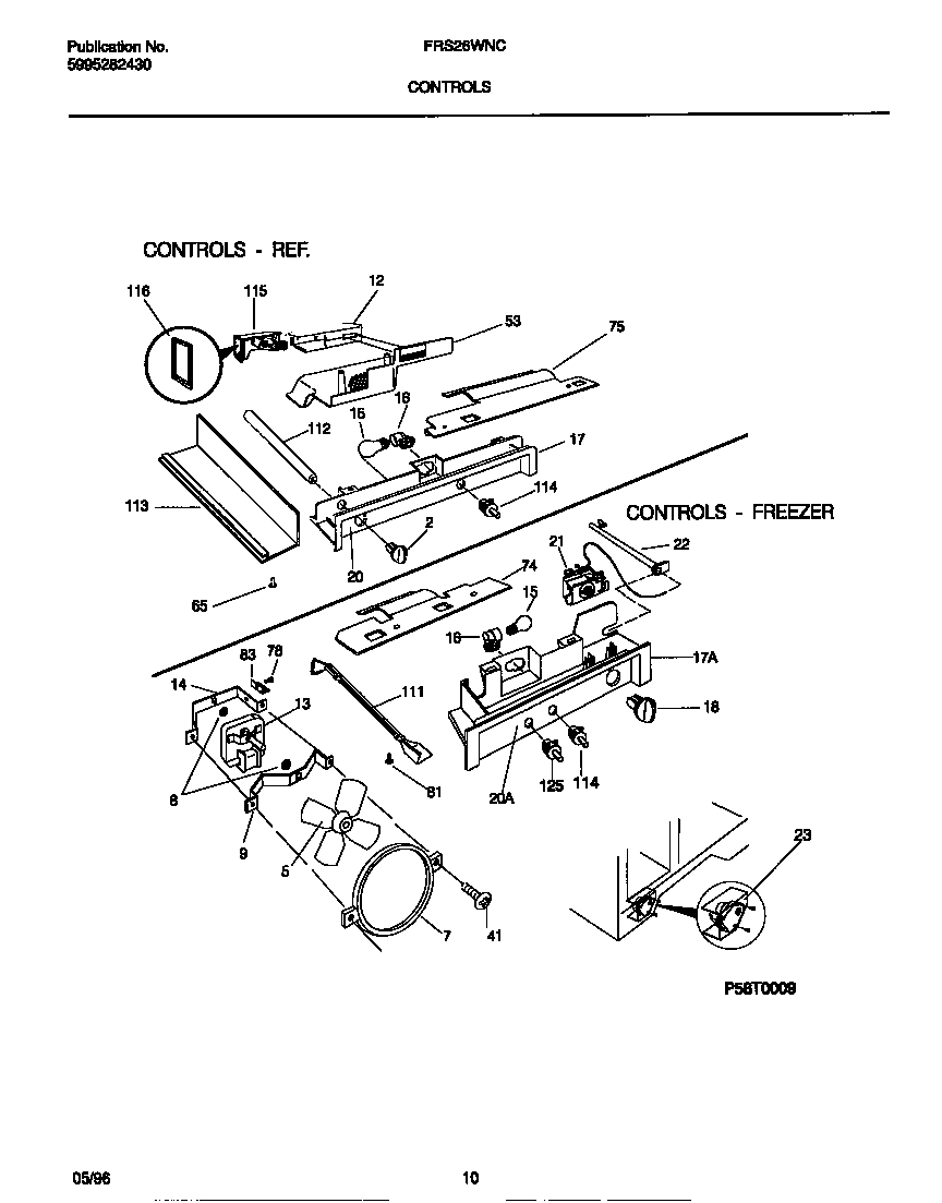Frigidaire FRS26WNCW2 controls diagram