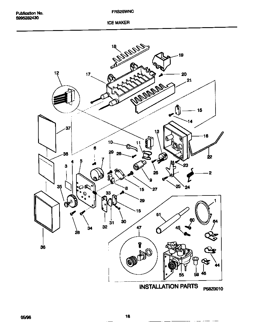 Frigidaire FRS26WNCW2 ice maker diagram