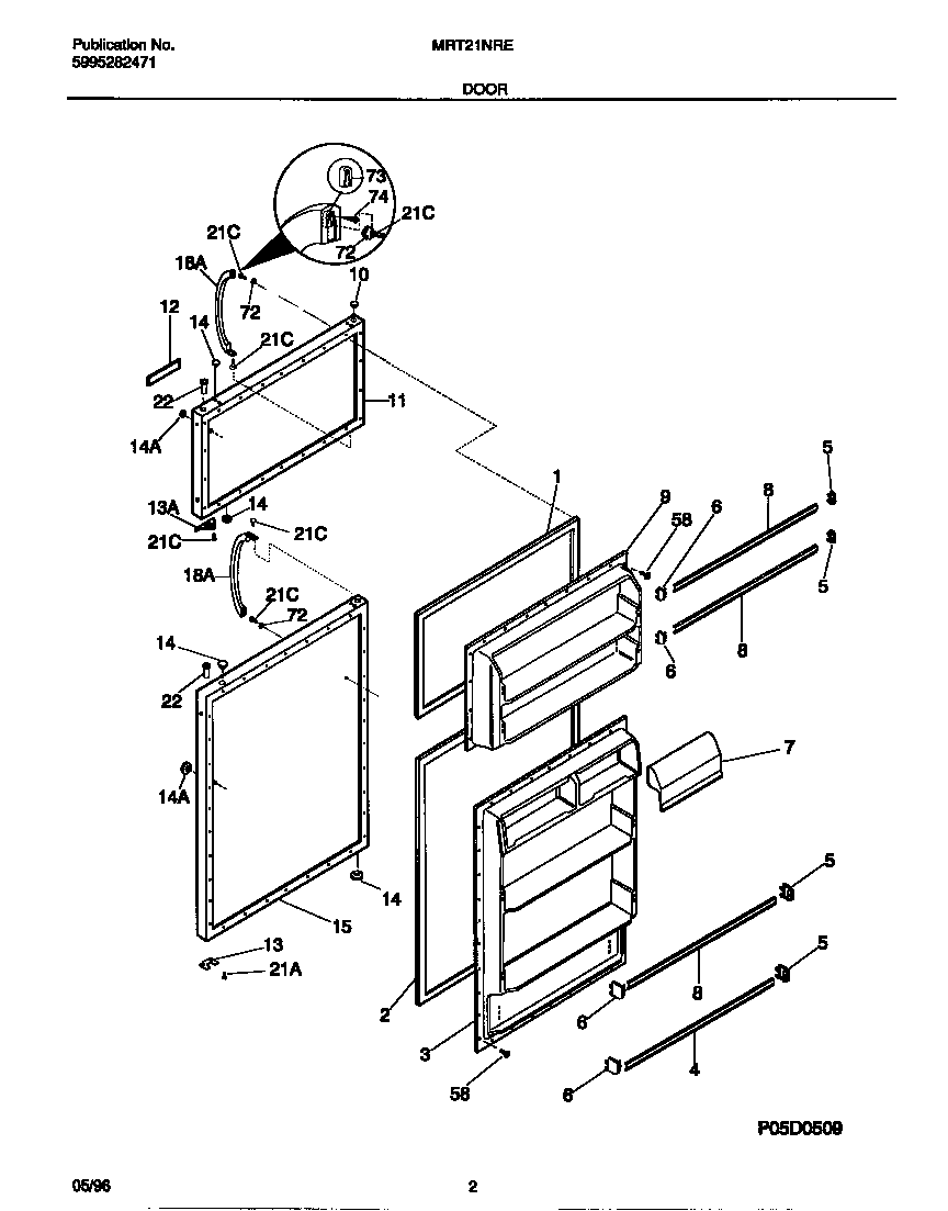 Universal/Multiflex (Frigidaire) MRT21NRED0 door diagram