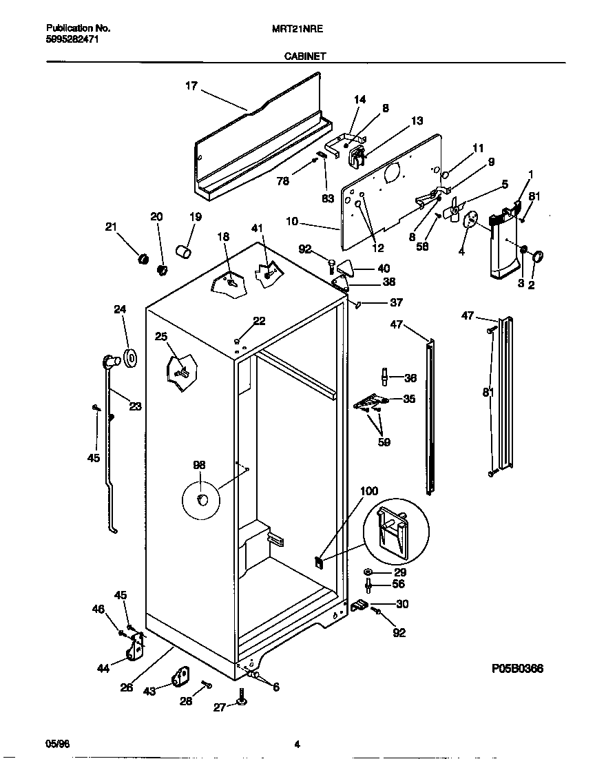Universal/Multiflex (Frigidaire) MRT21NRED0 cabinet diagram