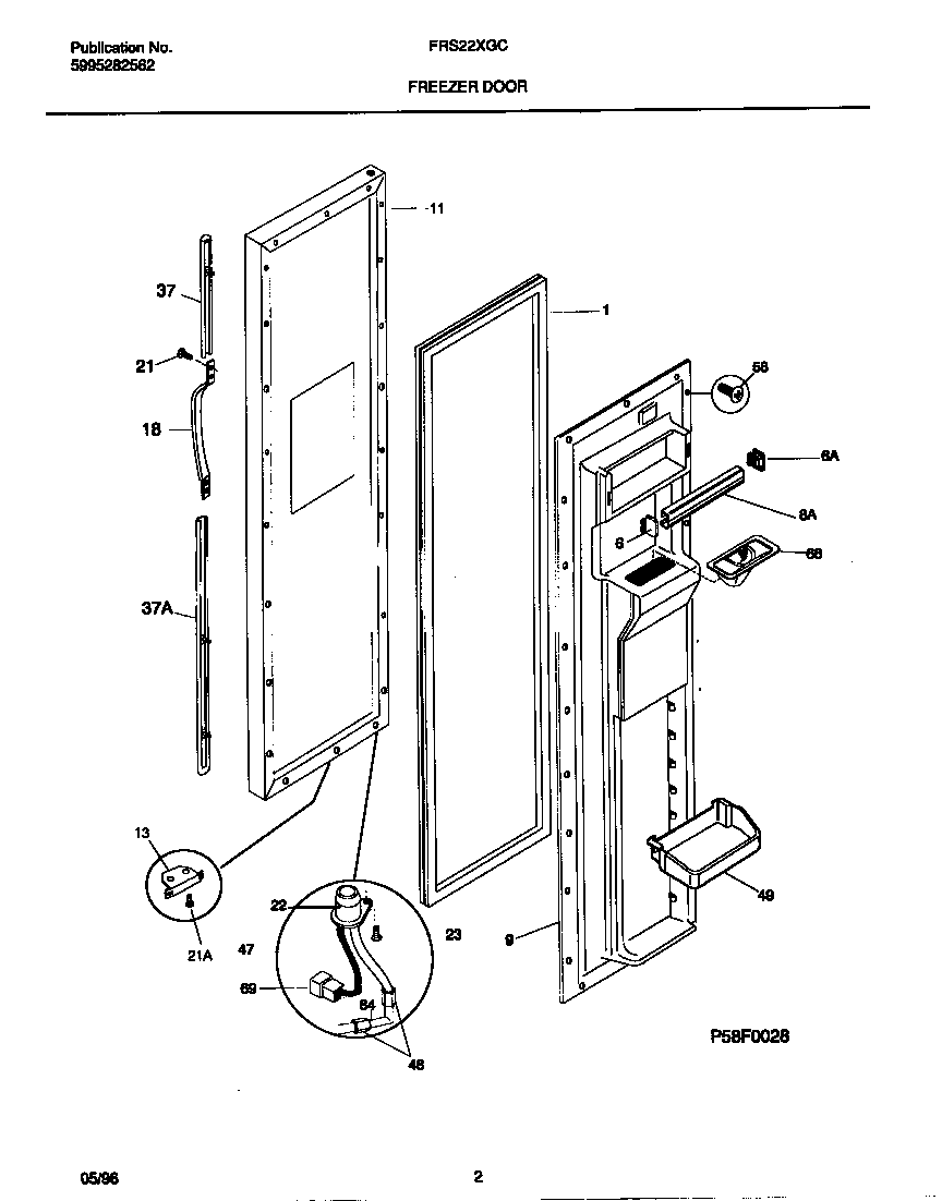 Frigidaire FRS22XGCD2 freezer door diagram