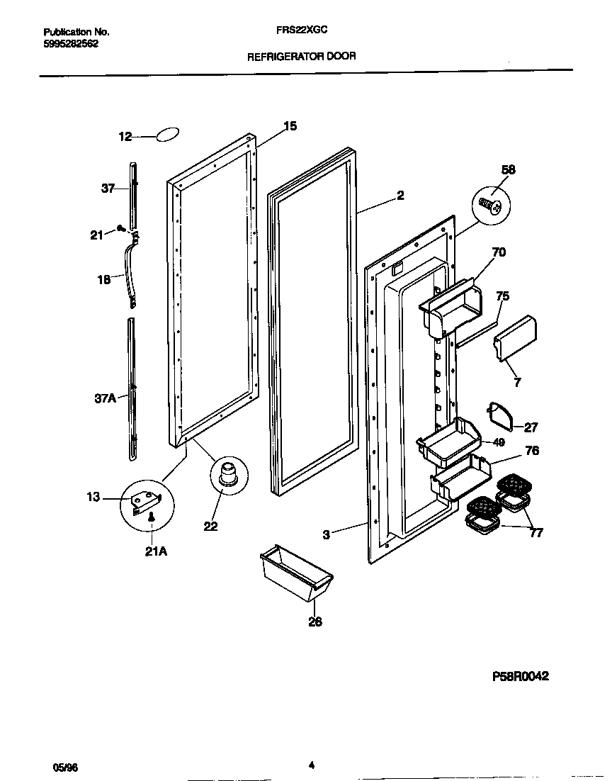 Frigidaire FRS22XGCD2 refrigerator door diagram