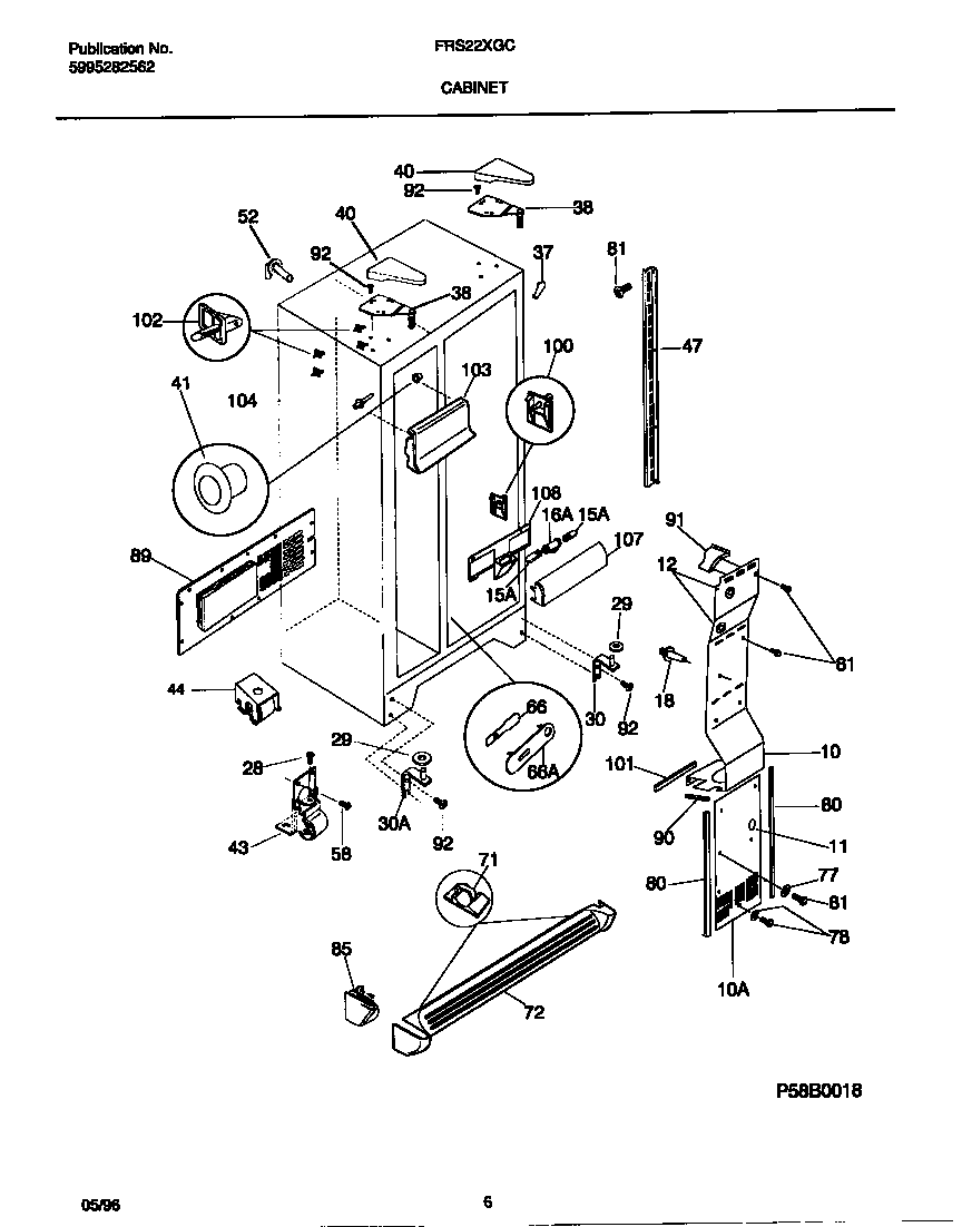 Frigidaire FRS22XGCD2 cabinet diagram