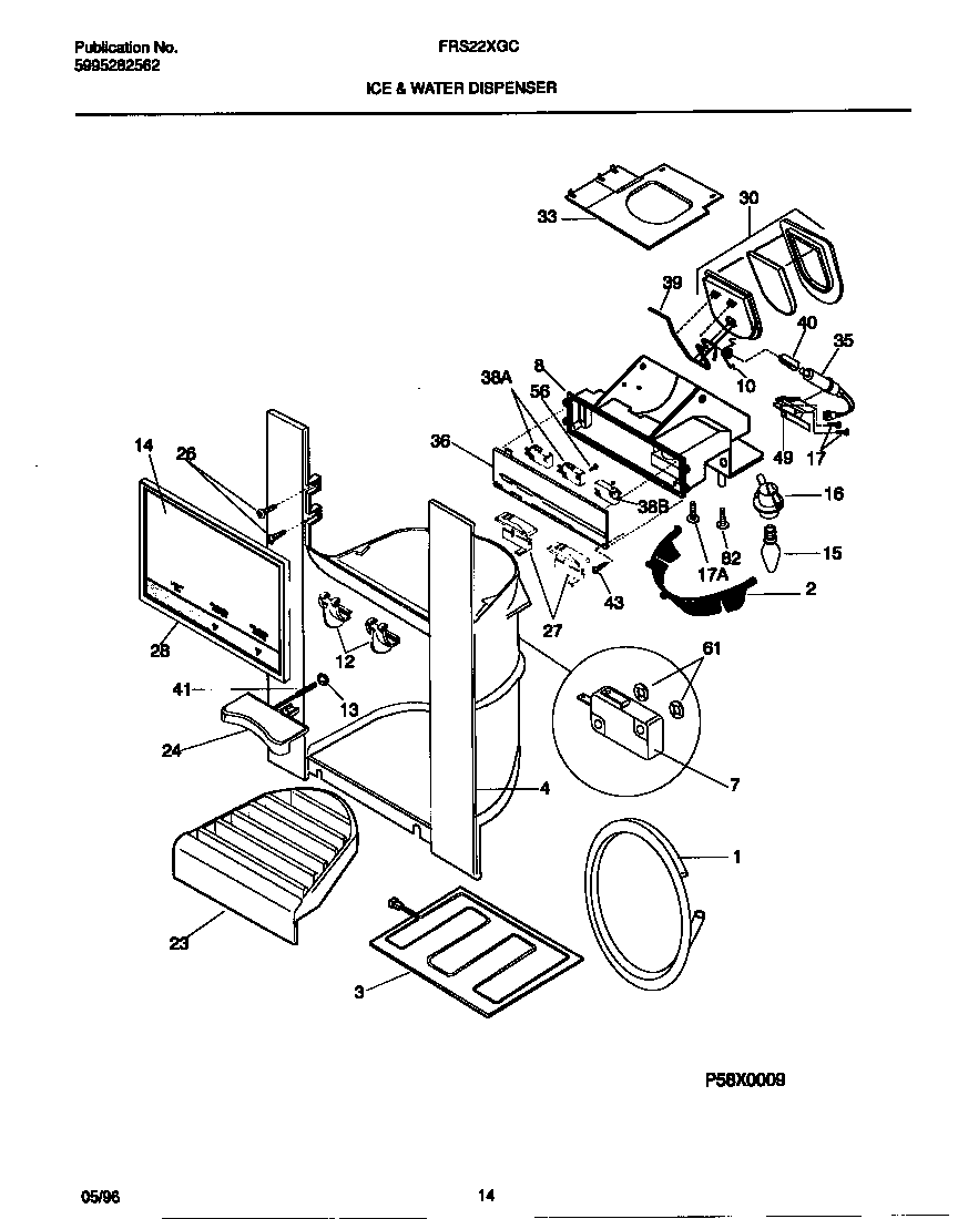 Frigidaire FRS22XGCD2 ice & water dispenser diagram