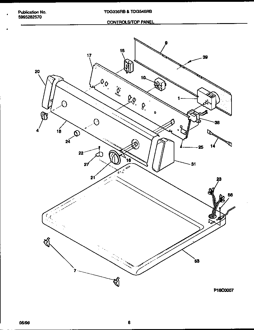 Tappan TDG336RBD2 front panel/lint filter diagram