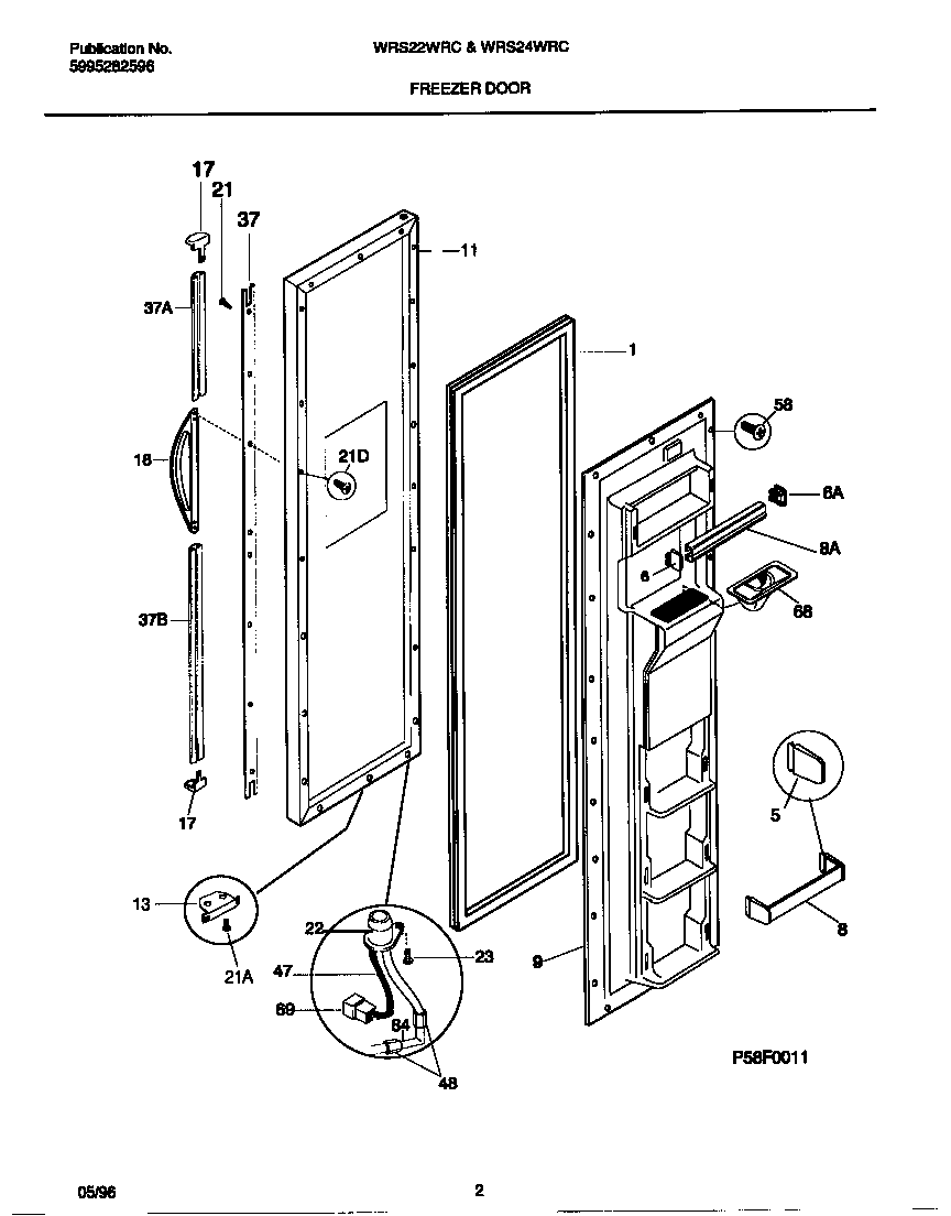 White-Westinghouse WRS22WRCW2 freezer door diagram
