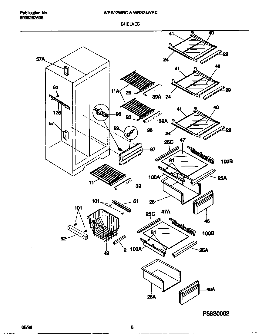White-Westinghouse WRS22WRCW2 shelves diagram