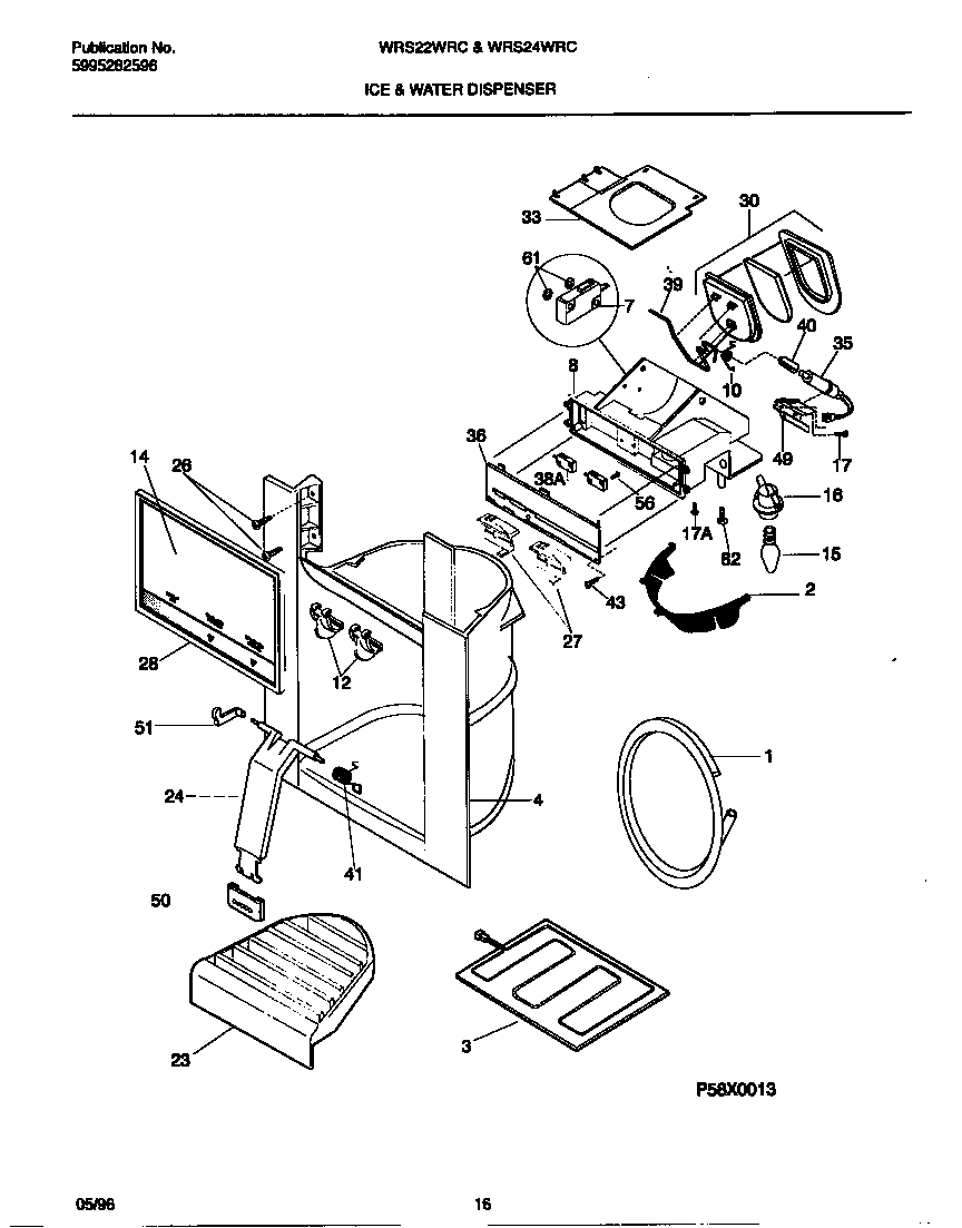 White-Westinghouse WRS22WRCW2 ice & water dispenser diagram