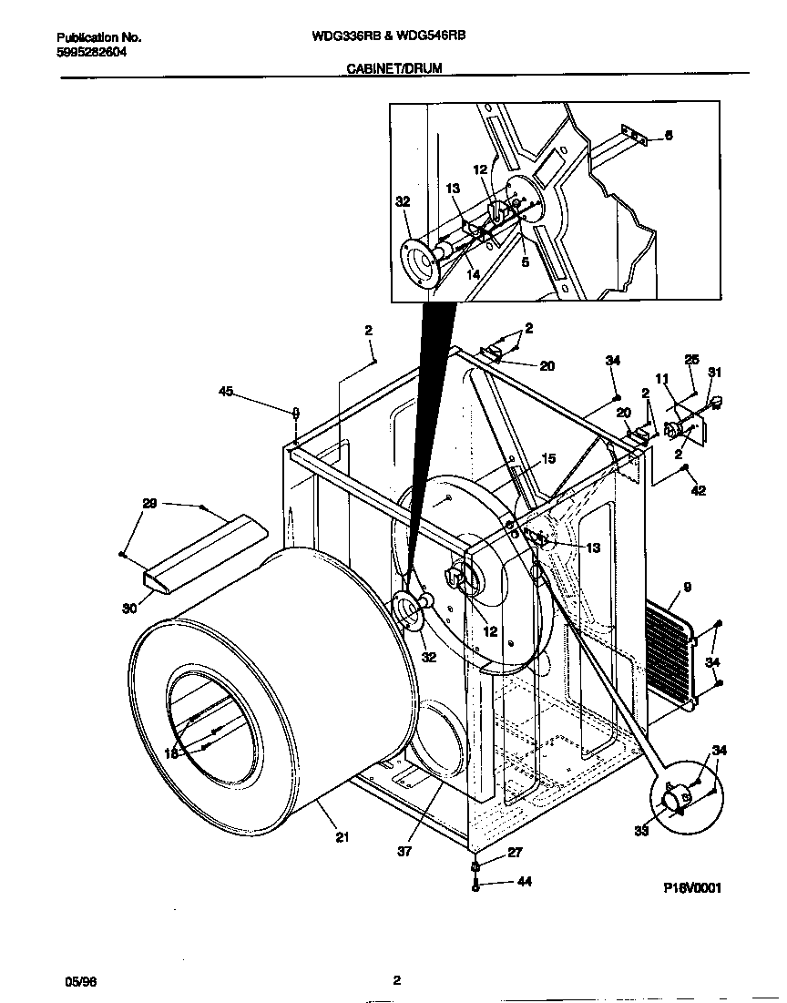 White-Westinghouse WDG546RBD2 cabinet/drum diagram
