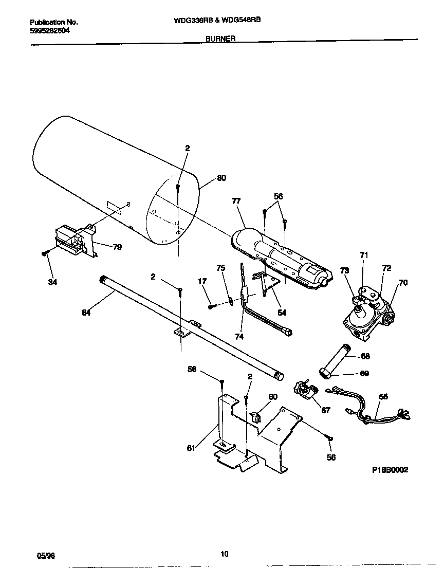 White-Westinghouse WDG546RBD2 burner diagram
