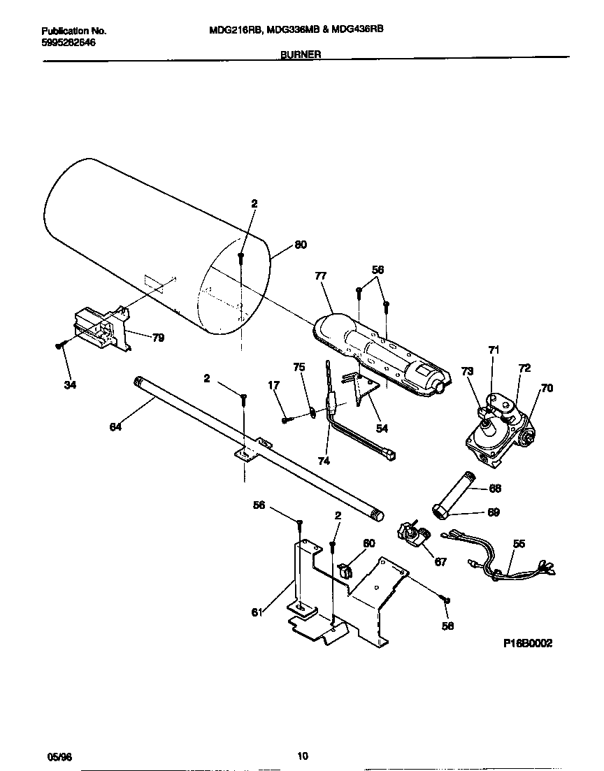 Universal/Multiflex (Frigidaire) MDG436RBD2 burner diagram