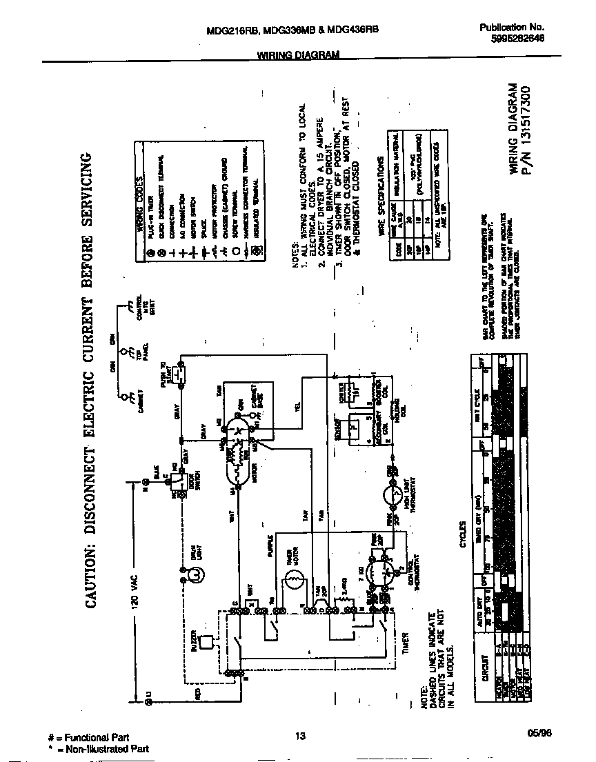 Universal/Multiflex (Frigidaire) MDG436RBD2 wiring diagram diagram
