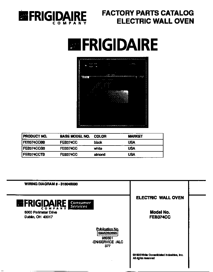 Frigidaire FEB374CCTB cover diagram