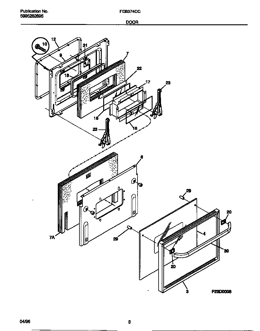 Frigidaire FEB374CCTB door diagram