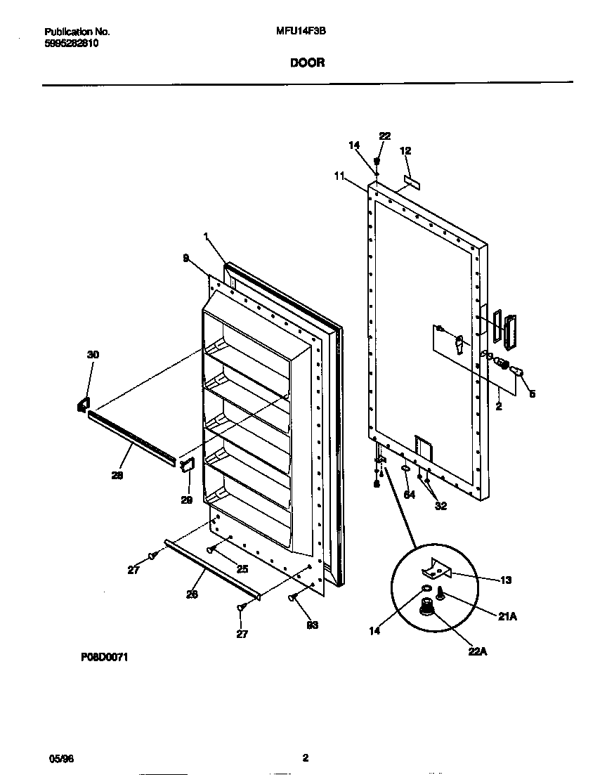 Universal/Multiflex (Frigidaire) MFU14F3BW4 door diagram