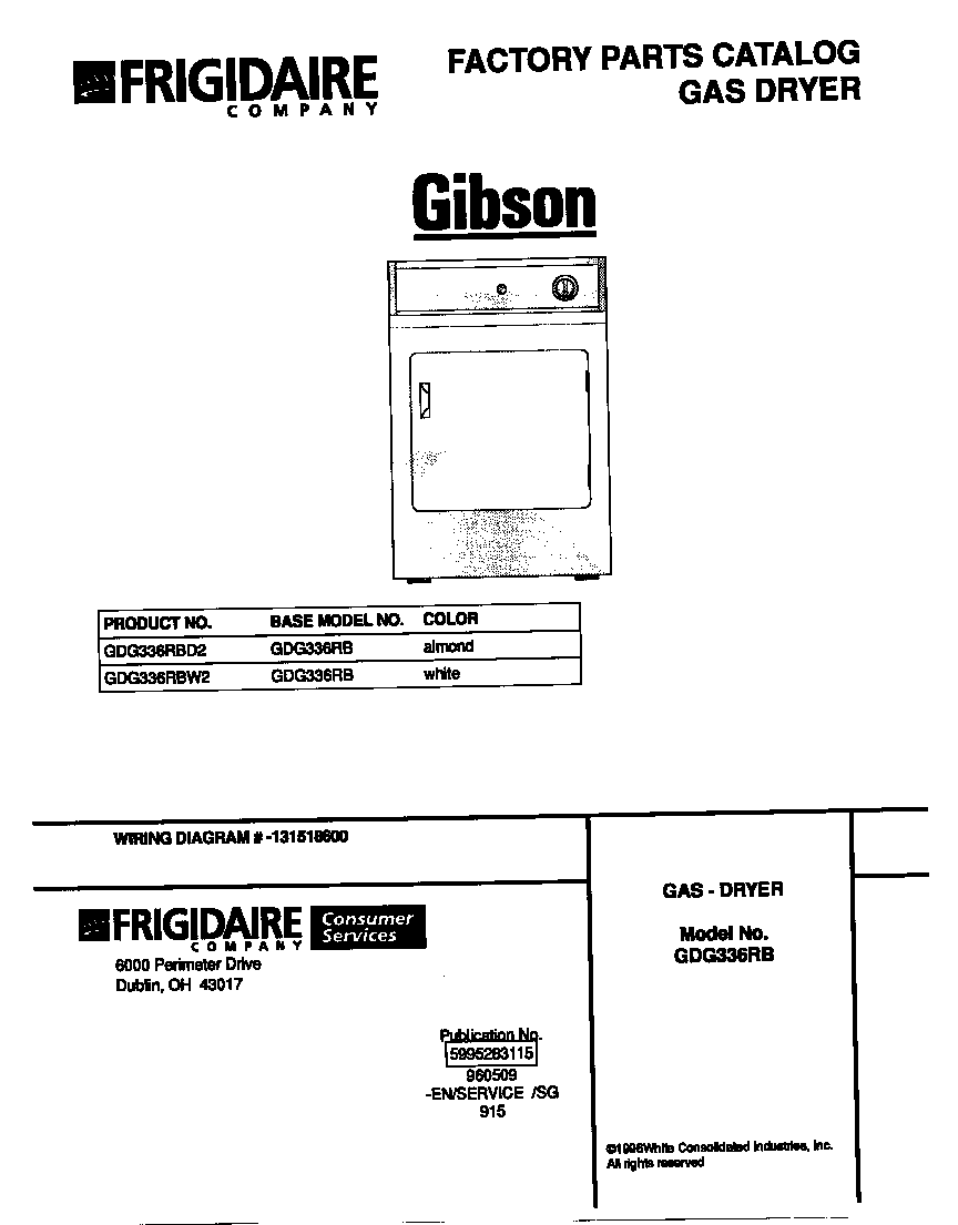 Gibson GDG336RBW2 cover diagram