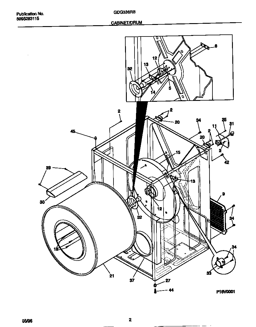 Gibson GDG336RBW2 cabinet/drum diagram