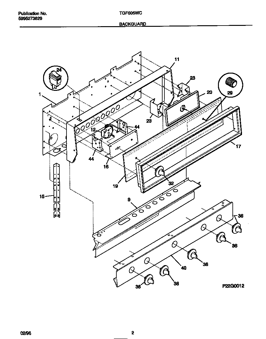 Tappan TGF605WCW1 backguard diagram