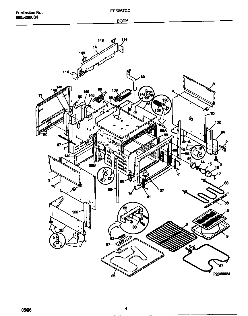 Frigidaire FES367CCSD body diagram