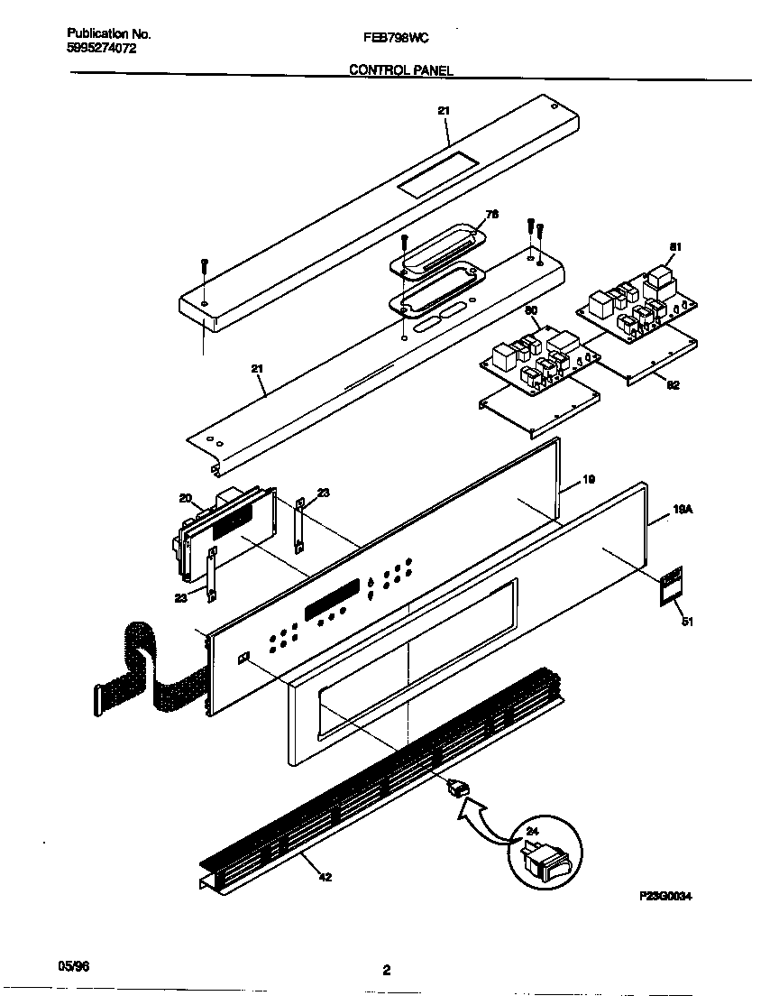 Frigidaire FEB798WCC1 control panel diagram