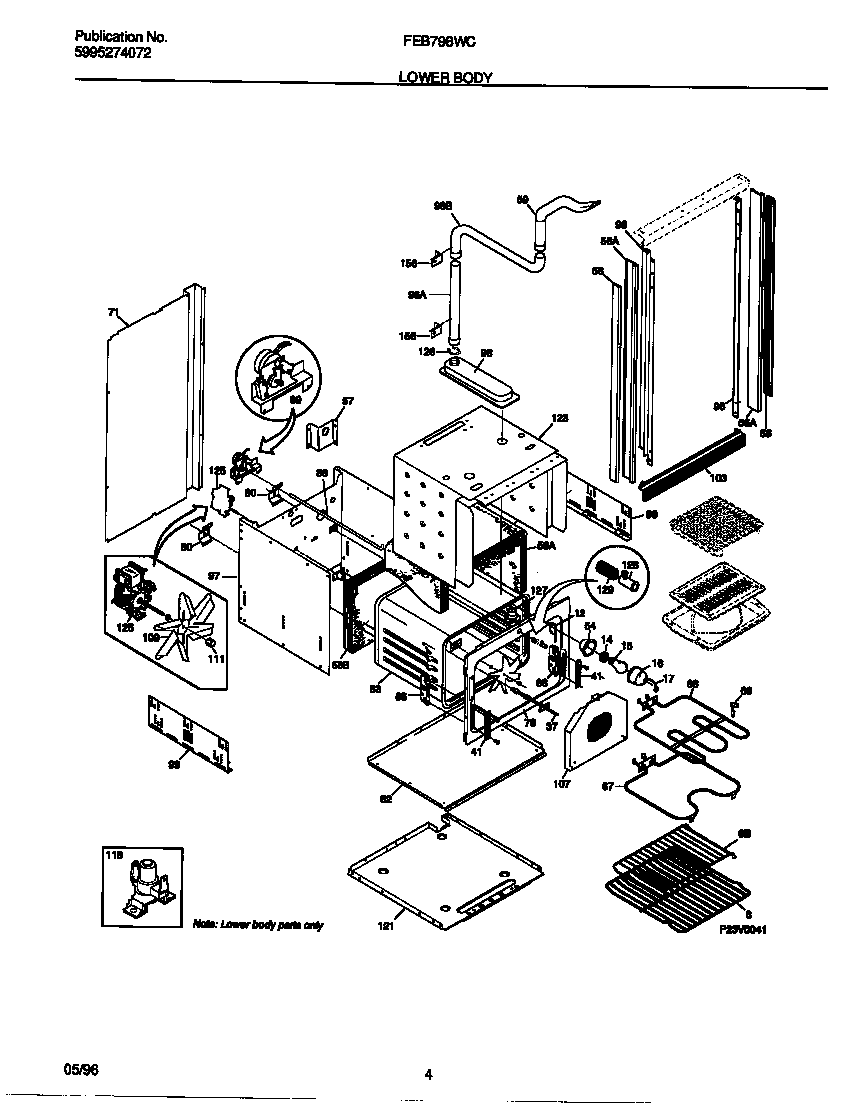 Frigidaire FEB798WCC1 lower body diagram