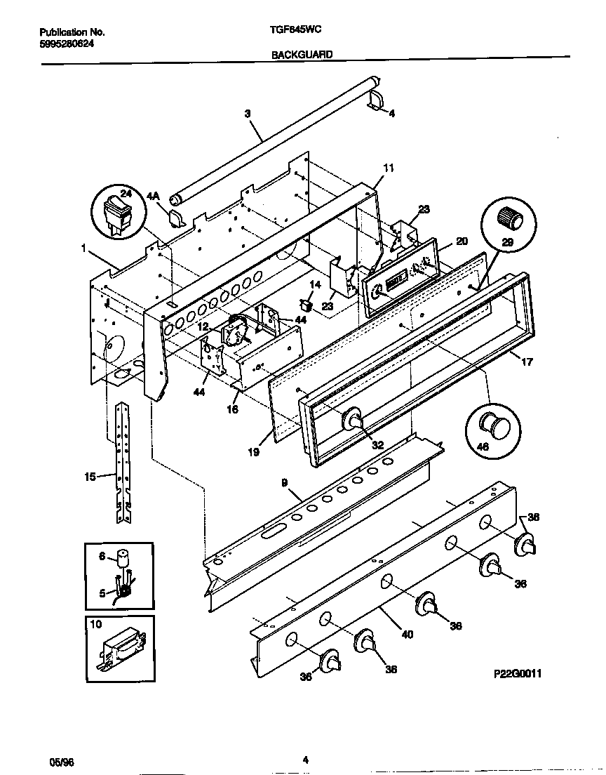 Tappan TGF645WCW3 backguard diagram