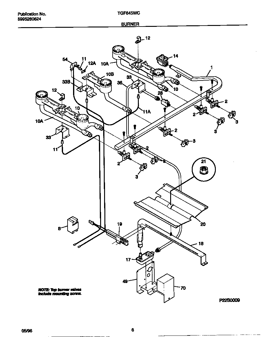 Tappan TGF645WCW3 burner diagram