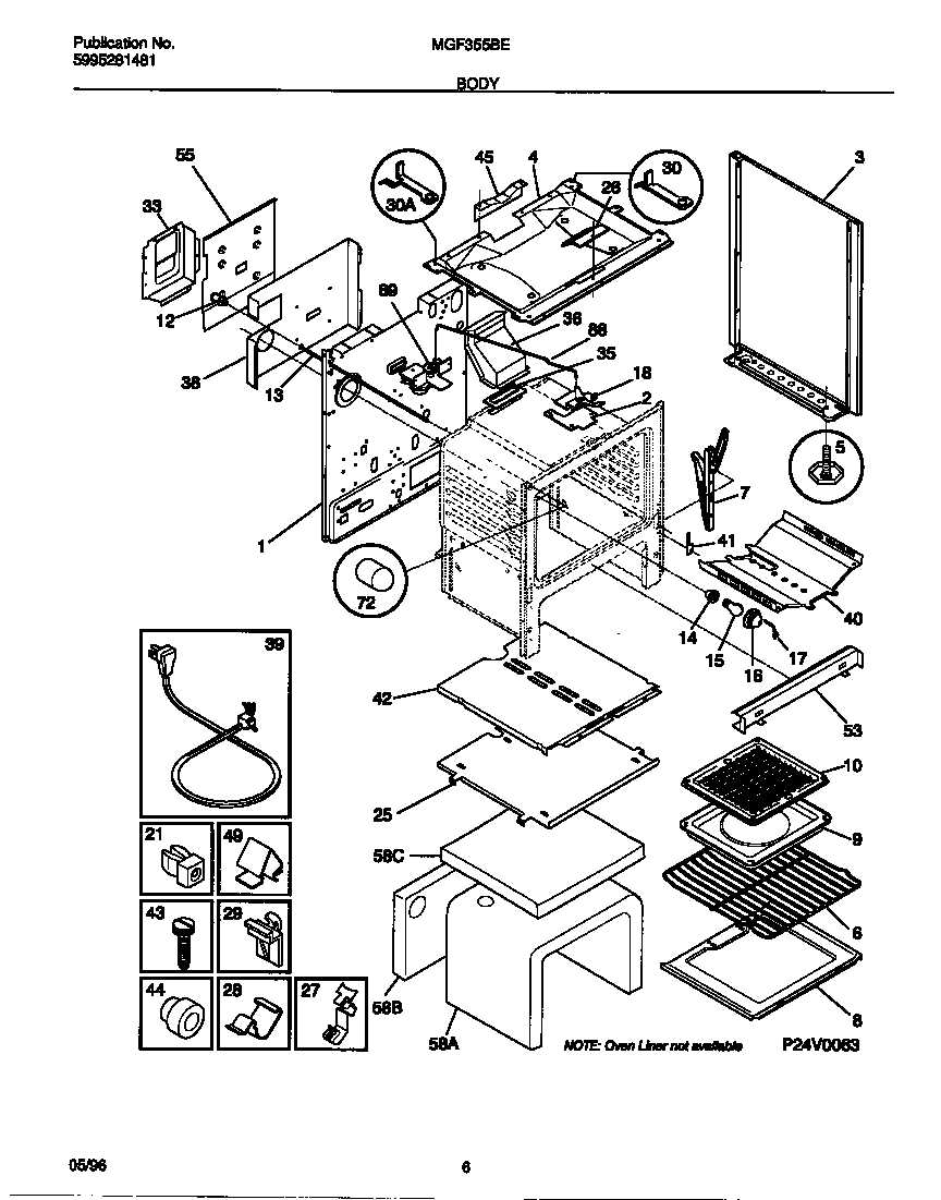 Universal/Multiflex (Frigidaire) MGF355BEWA body diagram