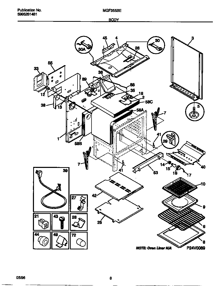 Universal/Multiflex (Frigidaire) MGF355BEWA body diagram