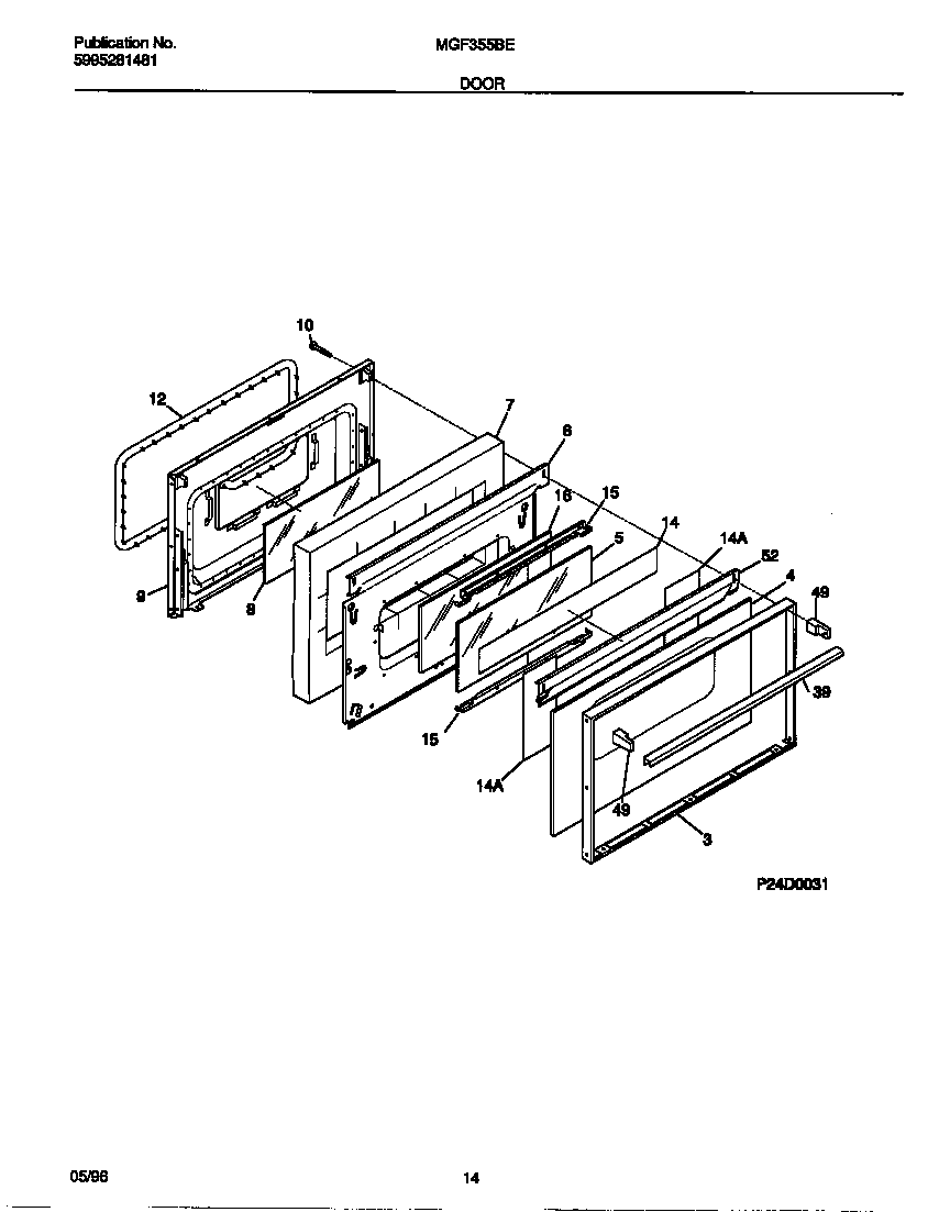 Universal/Multiflex (Frigidaire) MGF355BEWA door diagram