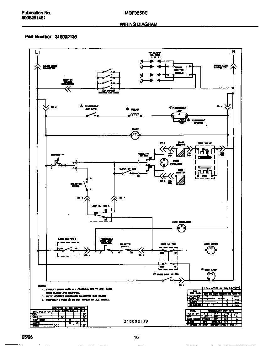Universal/Multiflex (Frigidaire) MGF355BEWA wiring diagram diagram