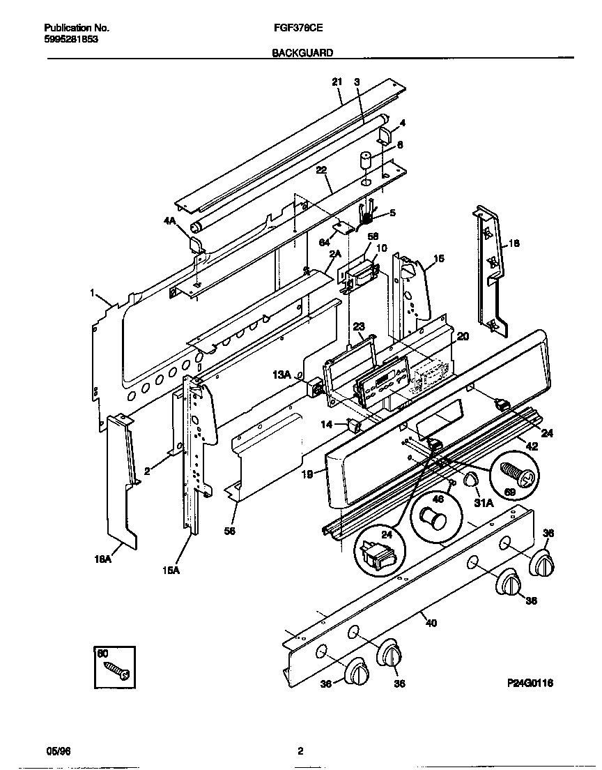 Frigidaire FGF376CEBA backguard diagram