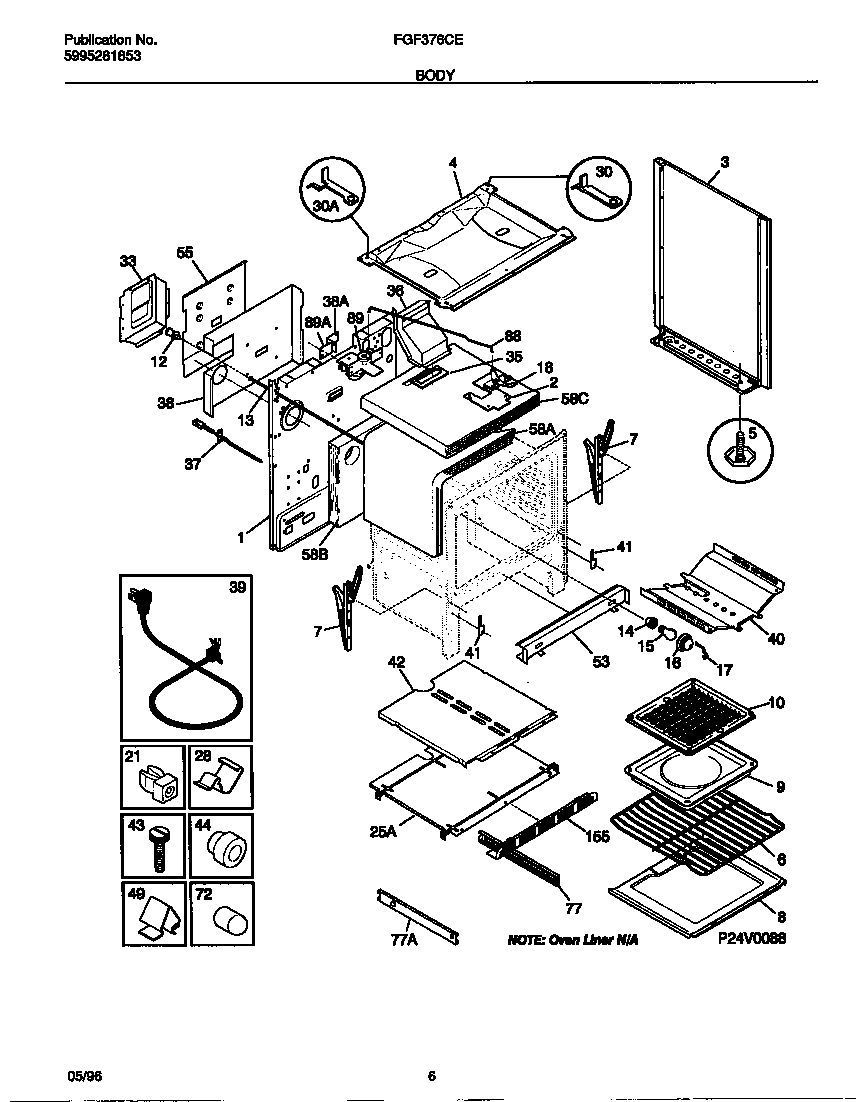 Frigidaire FGF376CEBA body diagram