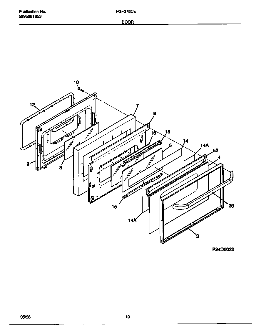 Frigidaire FGF376CEBA door diagram