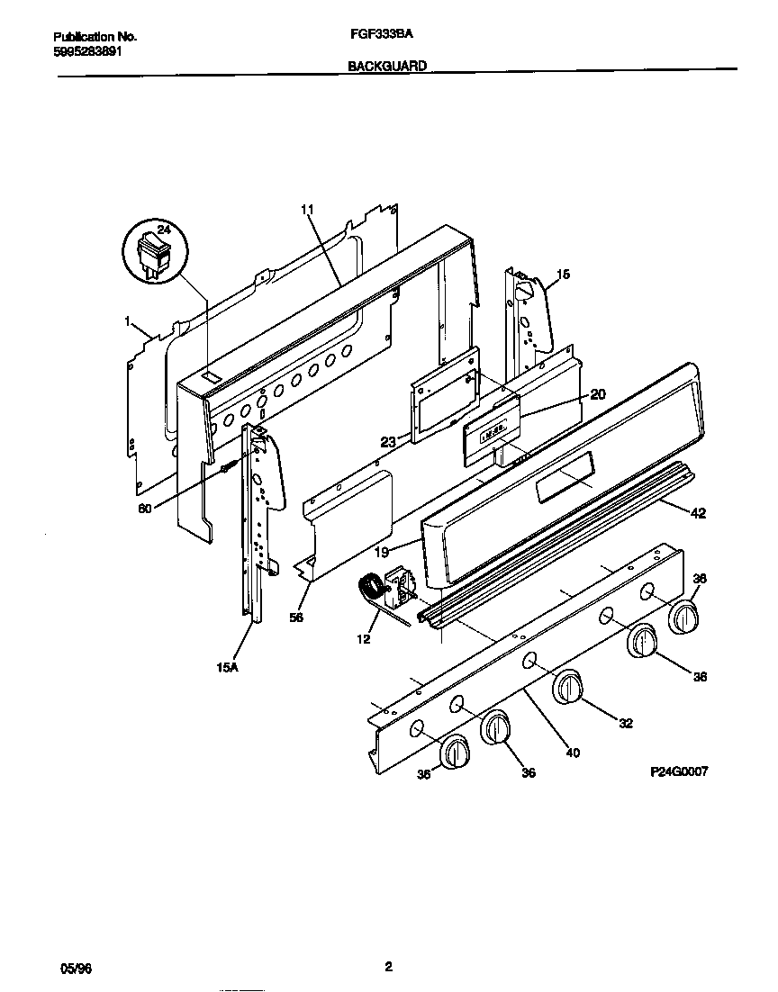 Frigidaire FGF333BAWE backguard diagram
