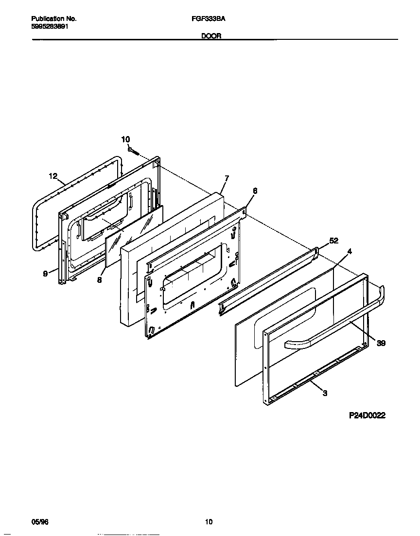 Frigidaire FGF333BAWE door diagram