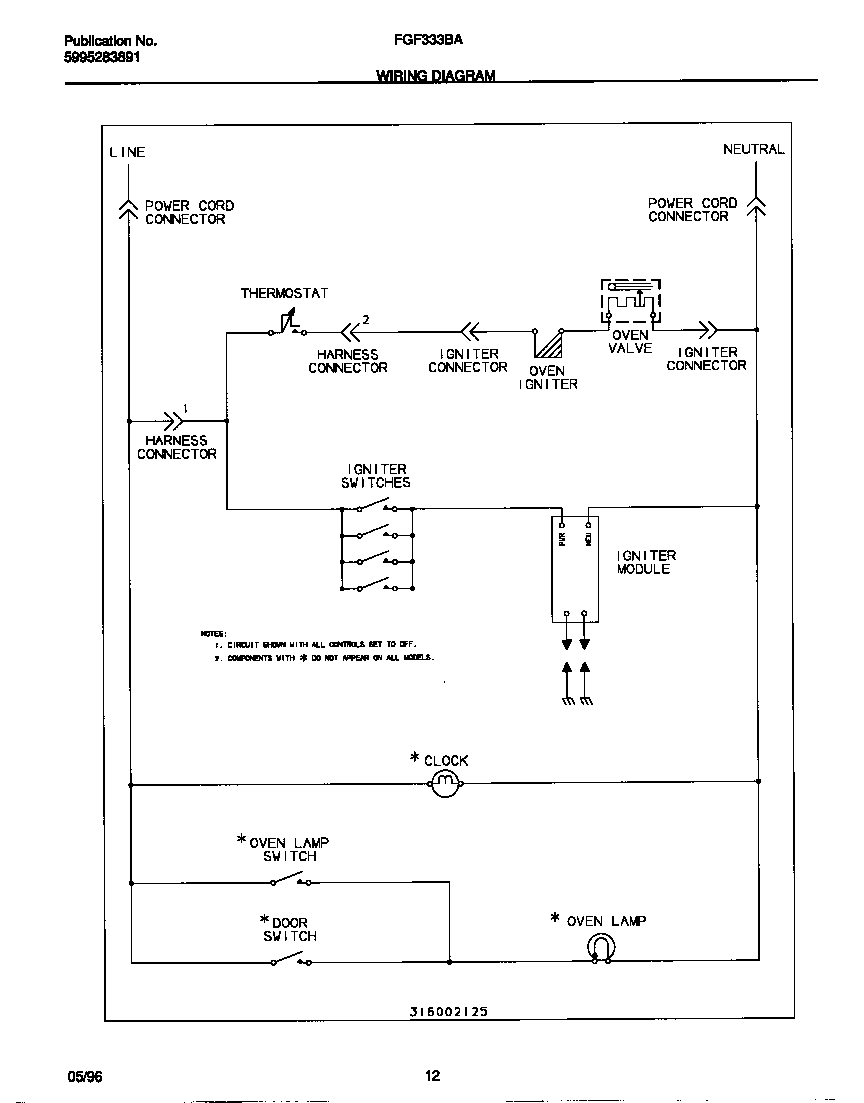 Frigidaire FGF333BAWE wiring diagram diagram