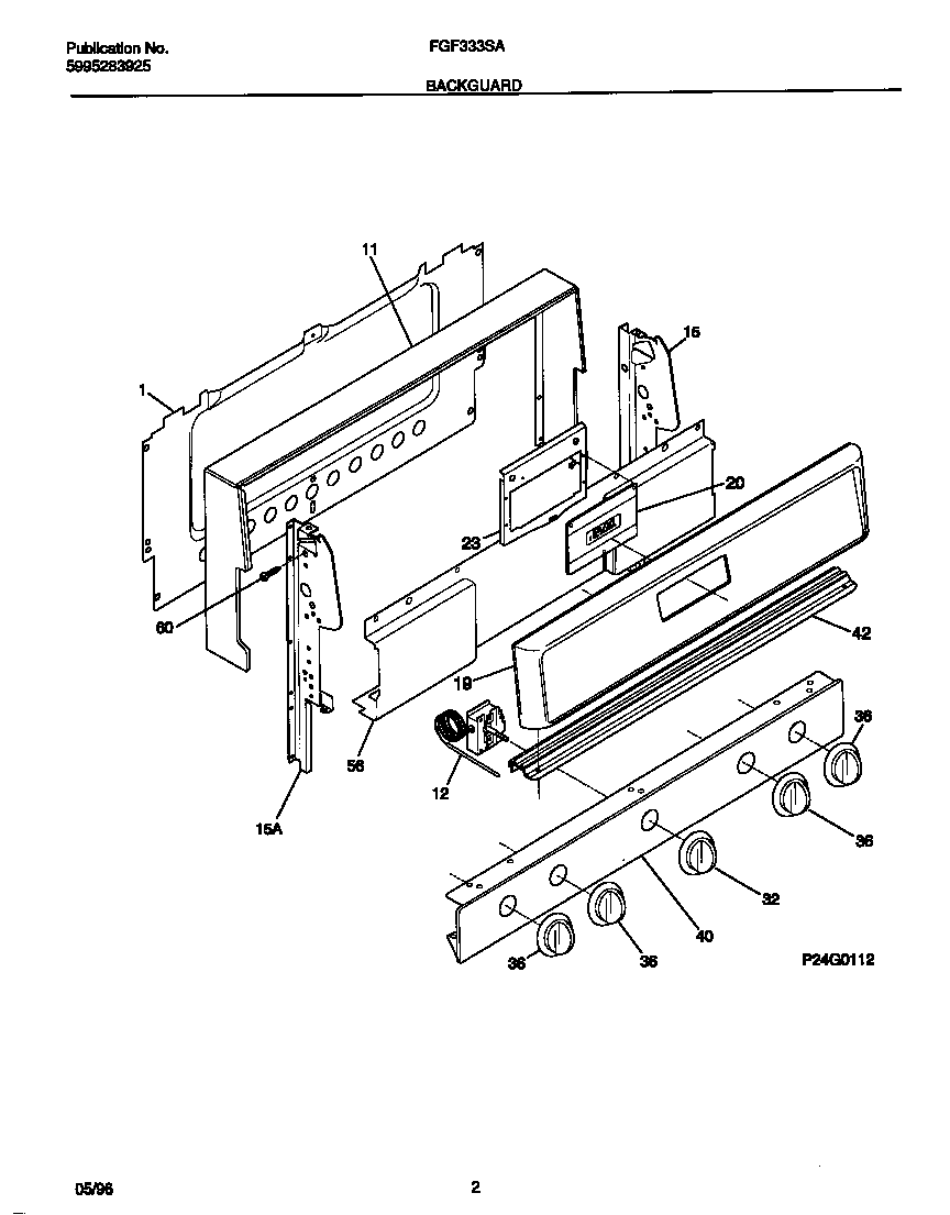 Frigidaire FGF333SADE backguard diagram