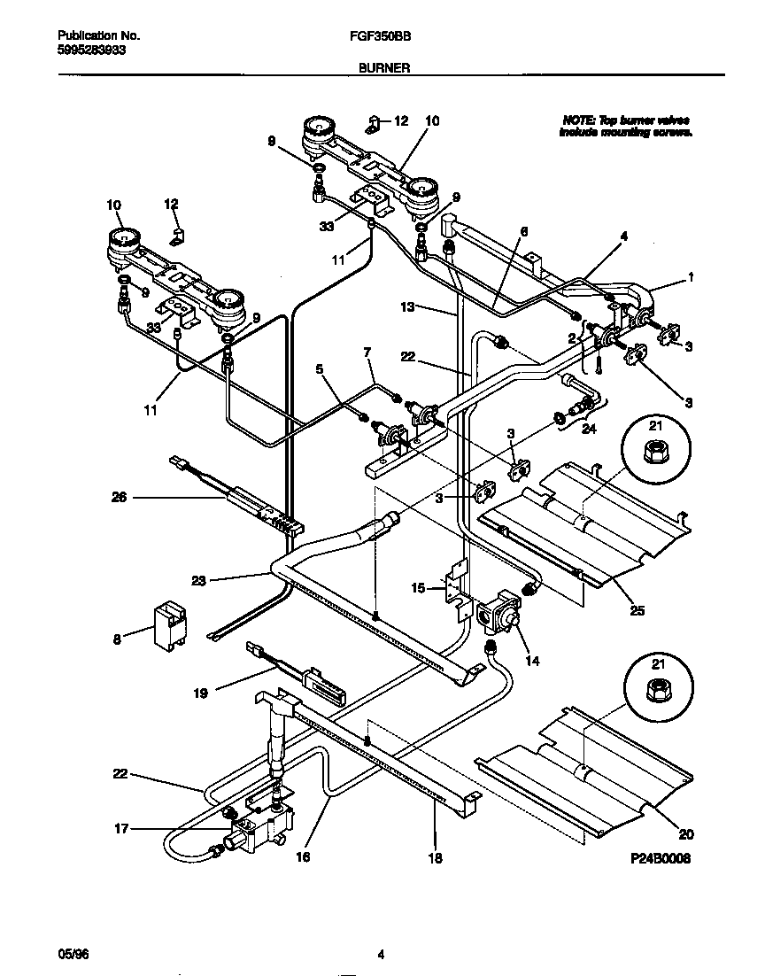 Frigidaire FGF350BBDC burner diagram